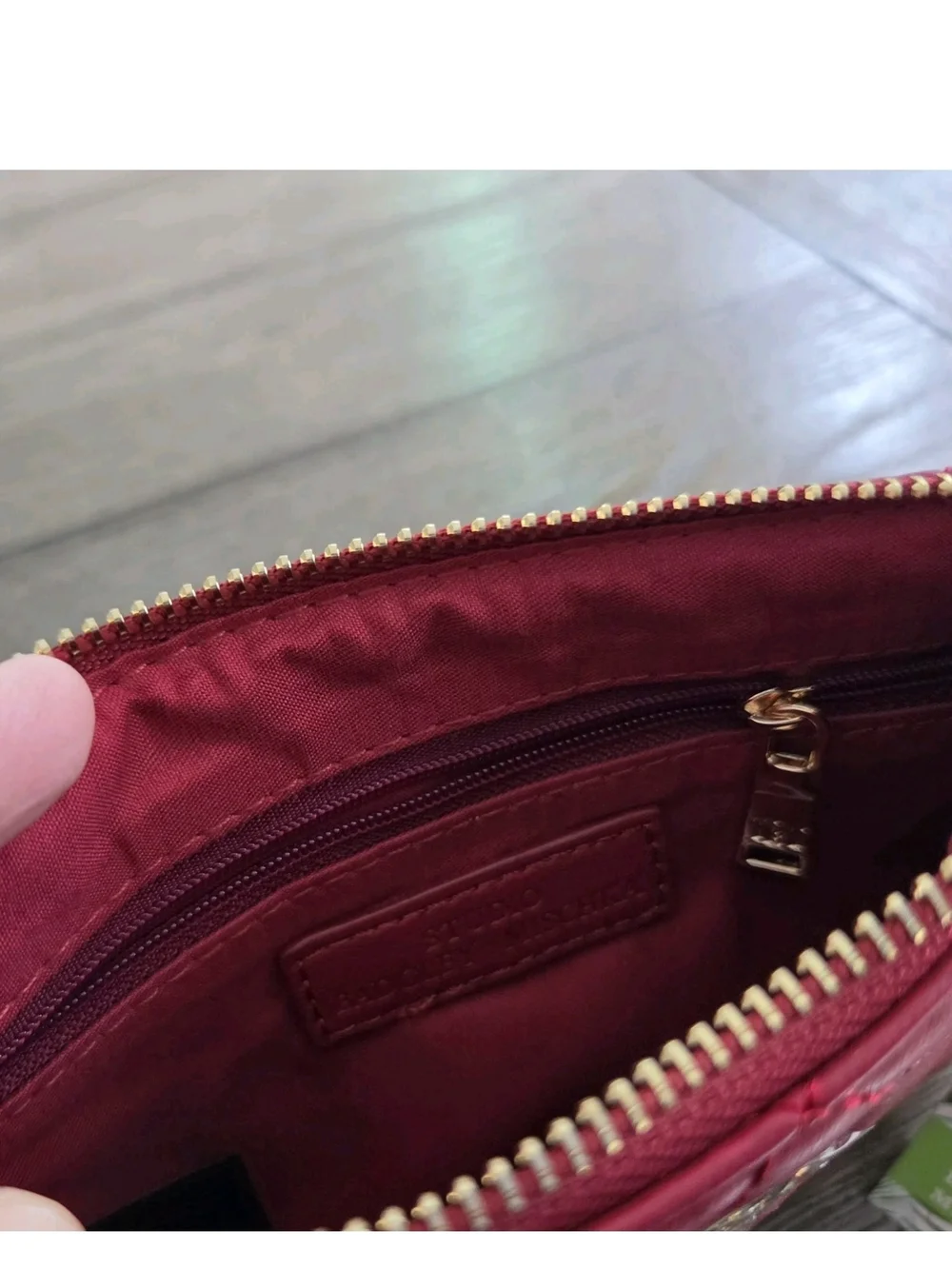 NWT Badgley Mischka (Studio) Diamond Quilted Vegan Leather Clutch Wristlet Red